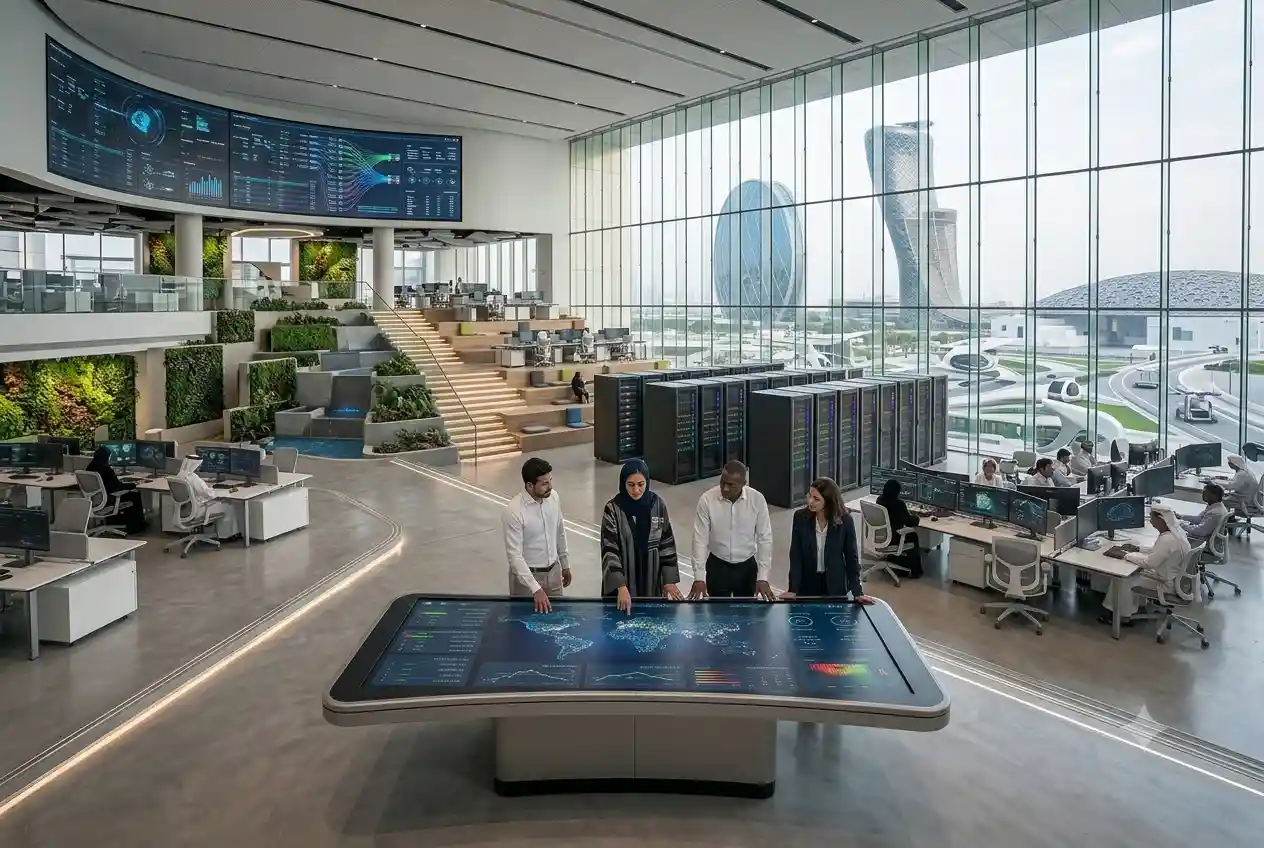 Modern information technology infrastructure and digital transformation environment in Abu Dhabi