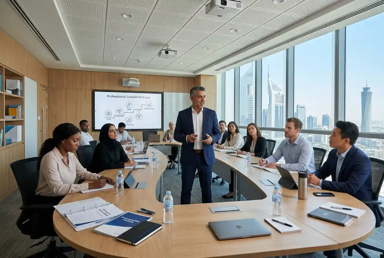 Students attending professional training courses at a KHDA approved institute in Dubai