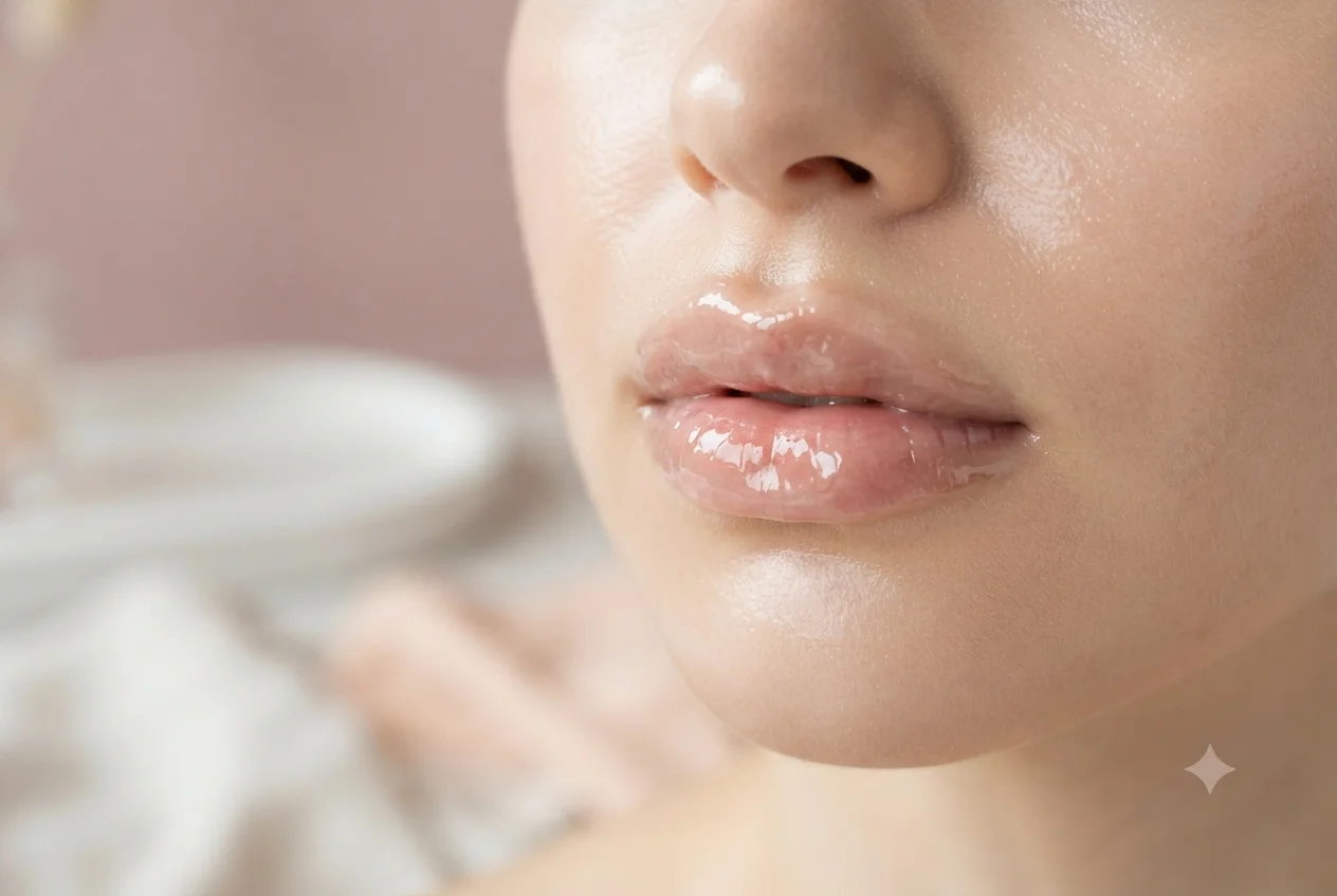 Hydrating lip mask applied for smooth lips