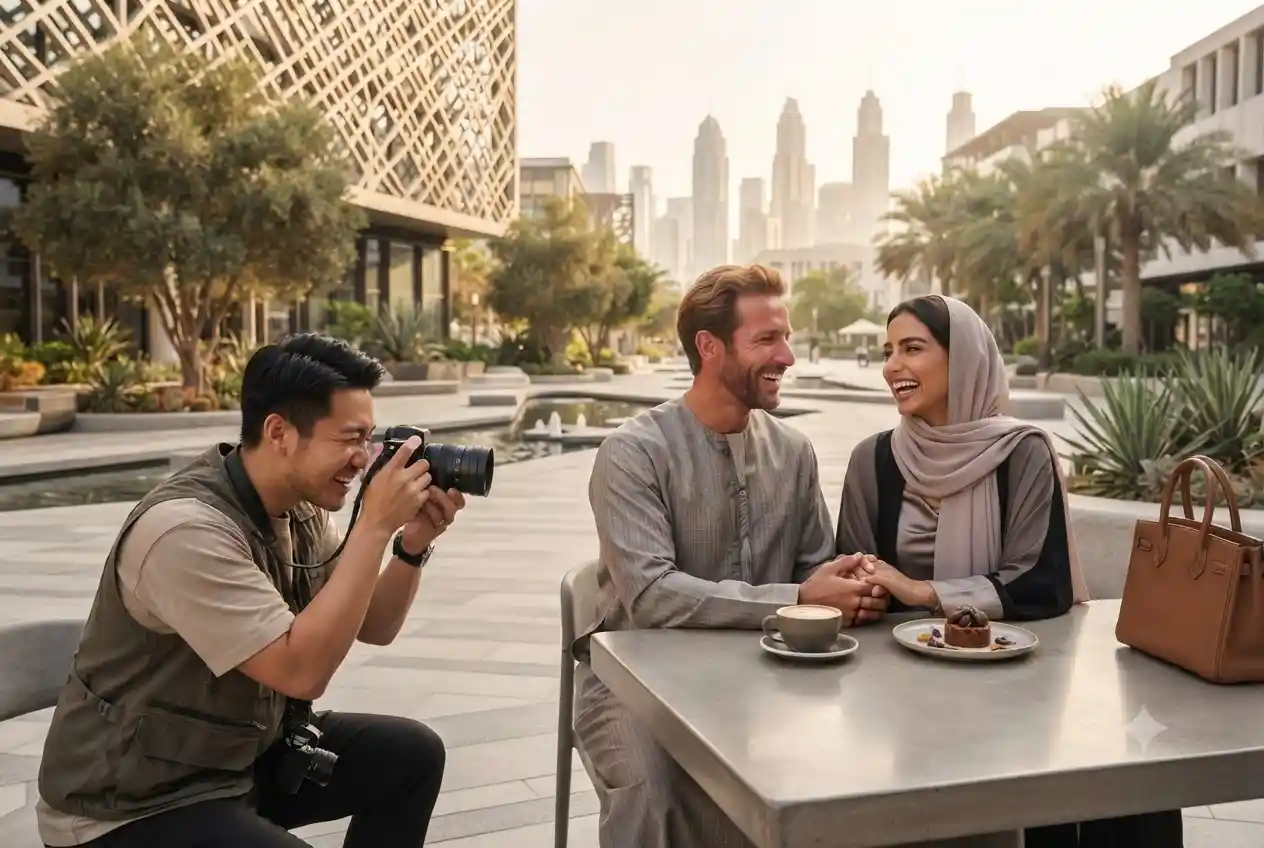 Professional lifestyle photography session capturing authentic everyday moments in a modern urban setting