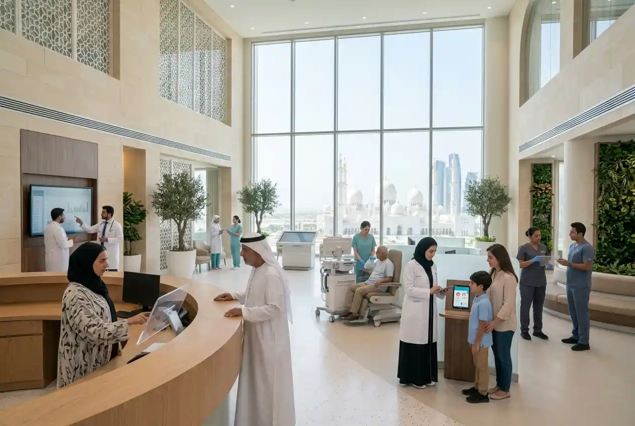 Modern healthcare center providing community medical services in Abu Dhabi