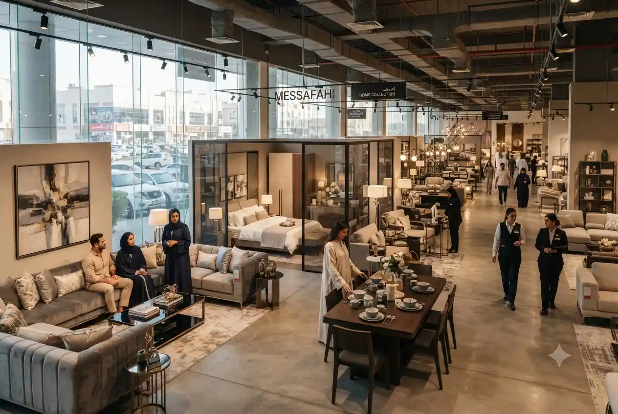 Customers exploring furniture stores and home furnishing products in Mussafah Abu Dhabi
