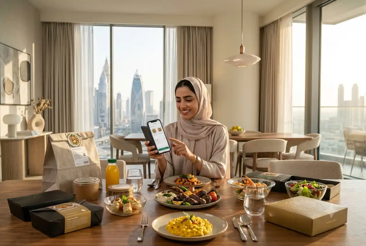 Customer in UAE using a Noon Food coupon while ordering meals online