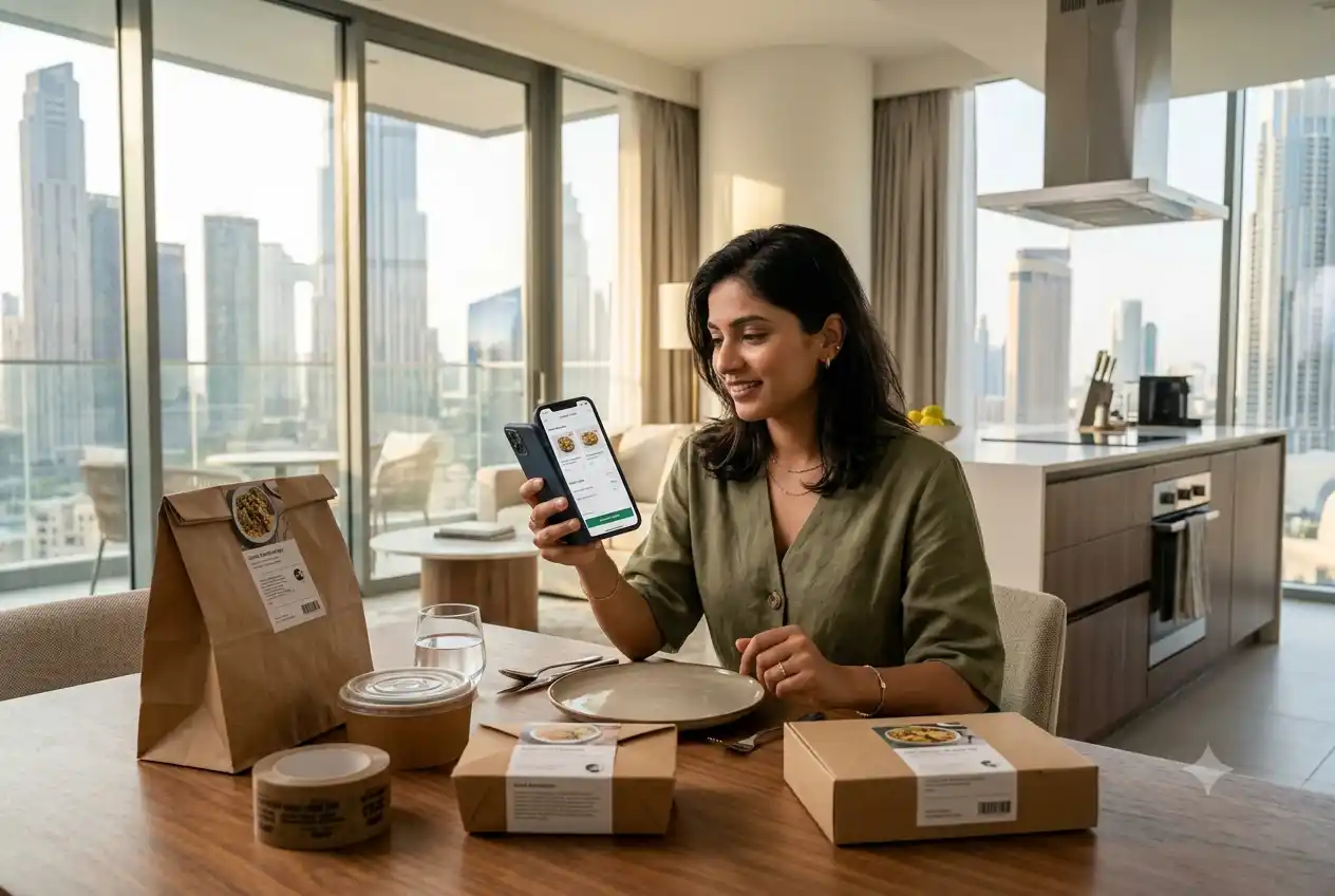 UAE resident ordering food online while using a Noon Food discount code