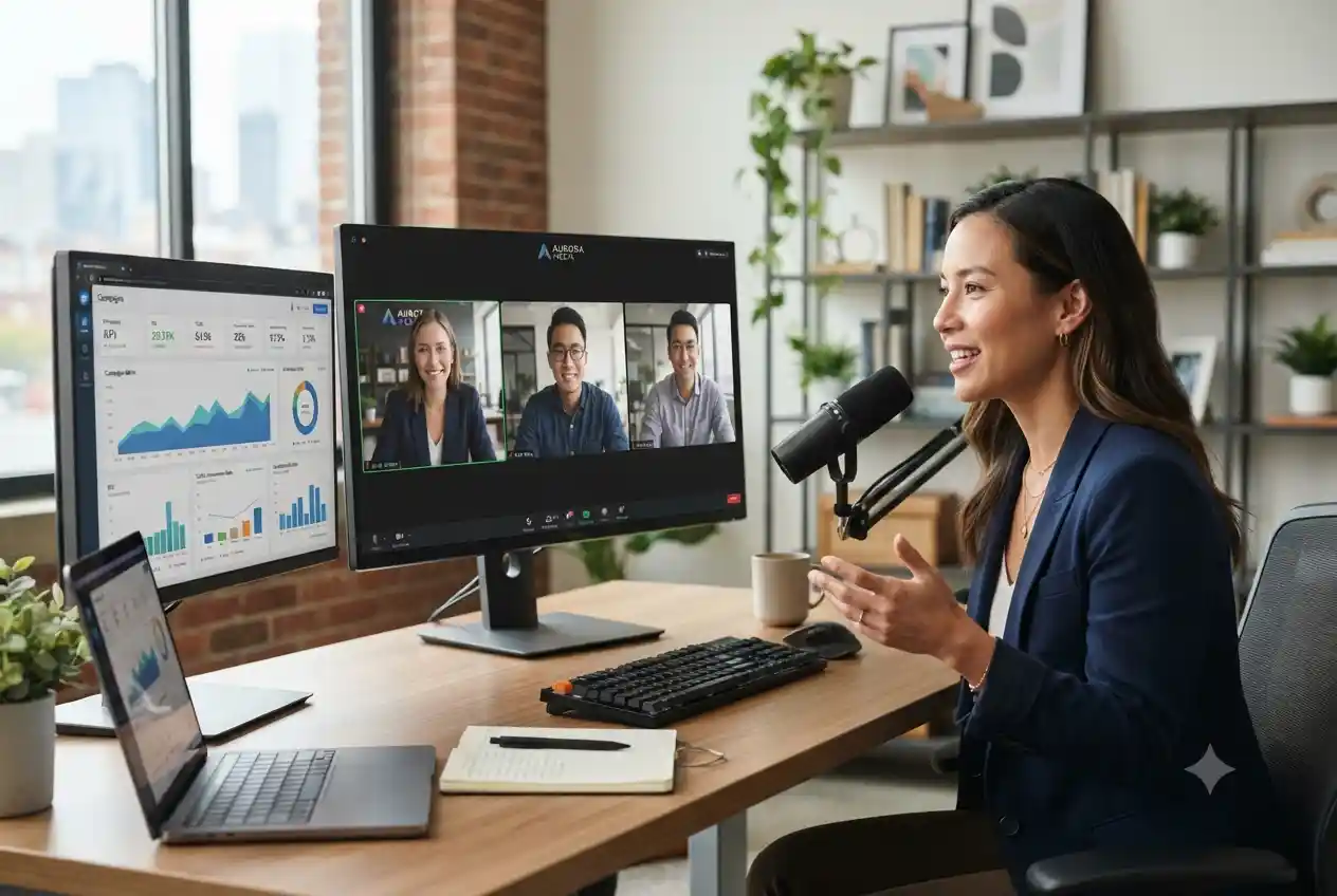 business owner outsourcing digital marketing to remote agency team