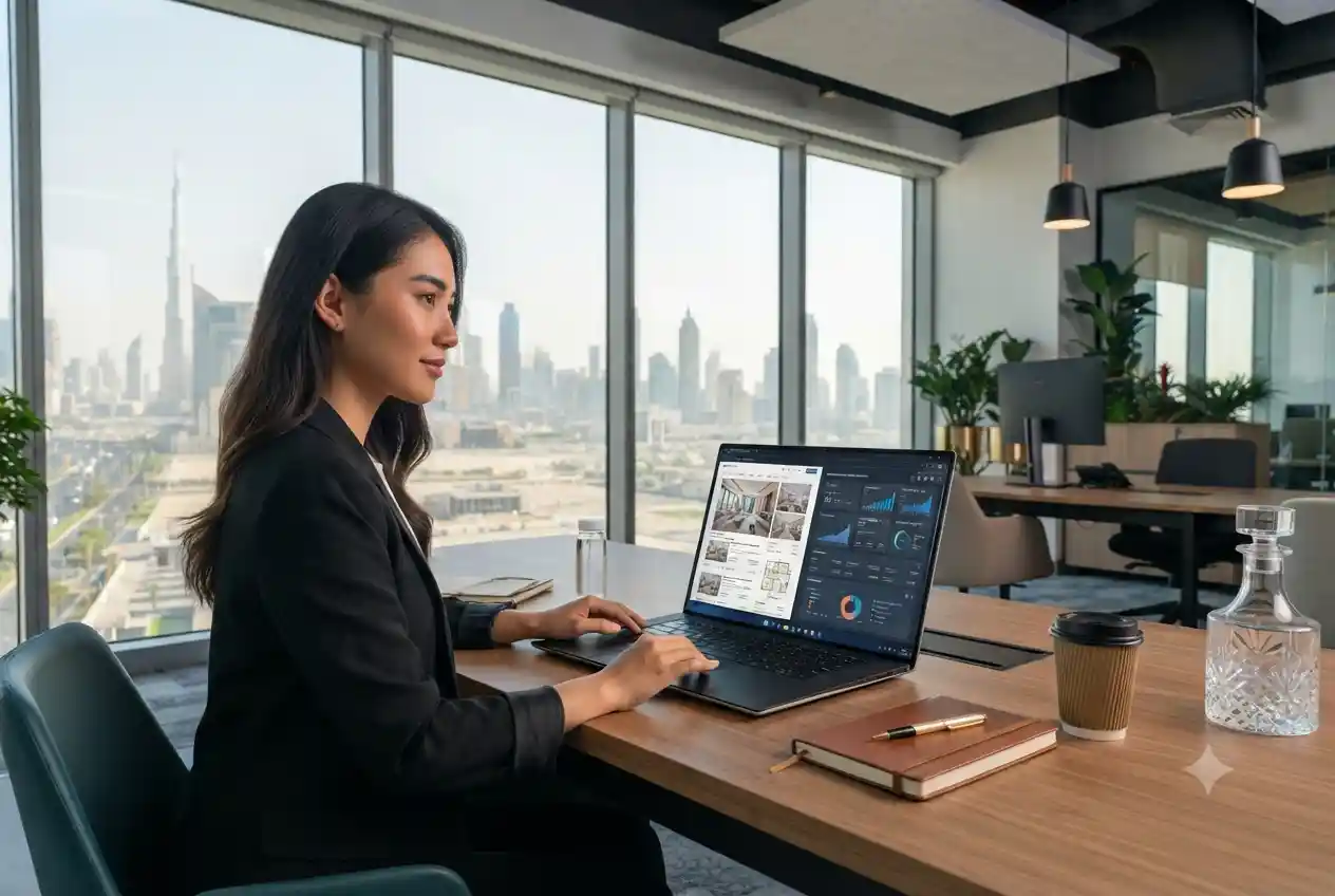 Real estate digital marketing analytics and property listings in UAE office