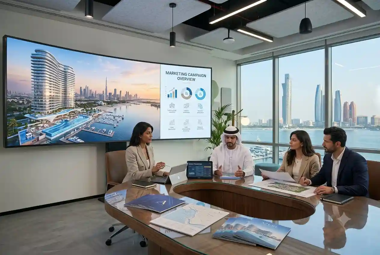 Real estate marketing professionals promoting Dubai property developments