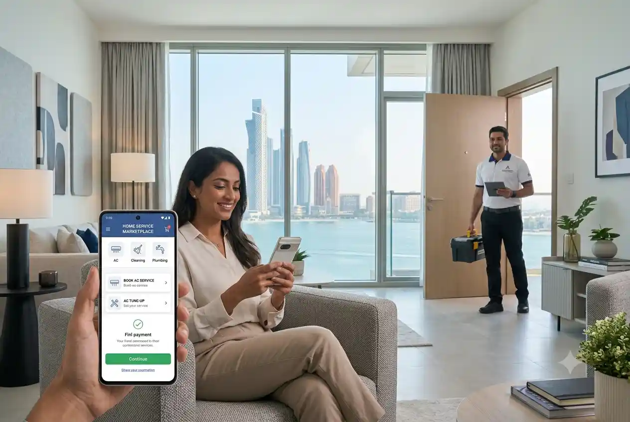 UAE resident using an online service marketplace to book home services