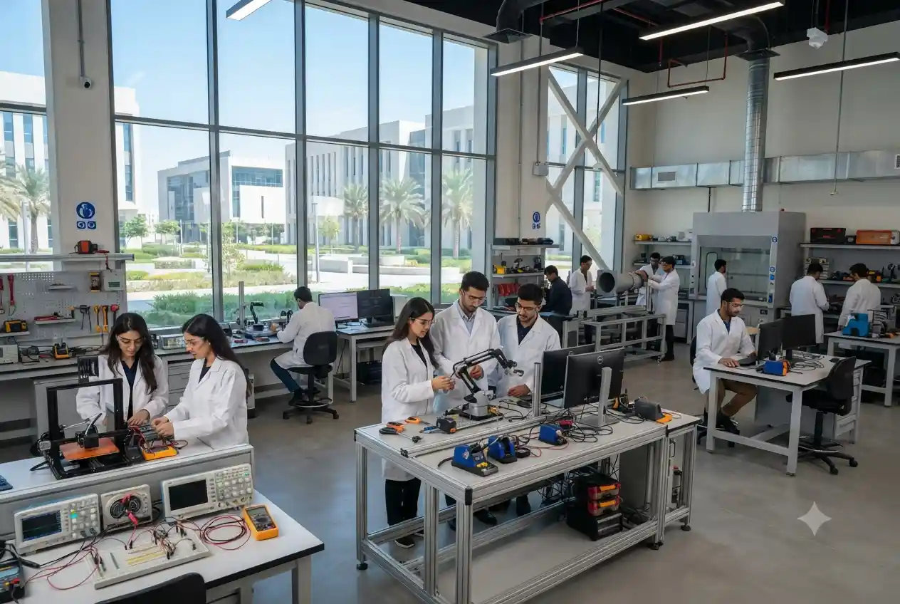 Students learning in technical labs at Sharjah Institute of Technology UAE
