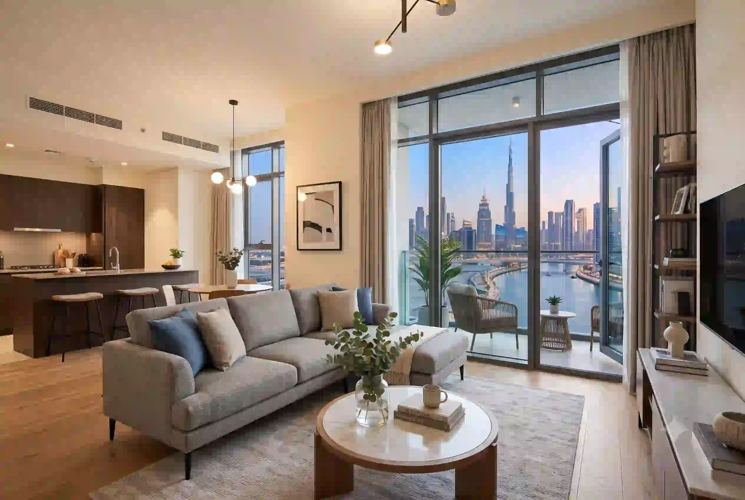 modern 1 bedroom apartment in Business Bay Dubai with canal view