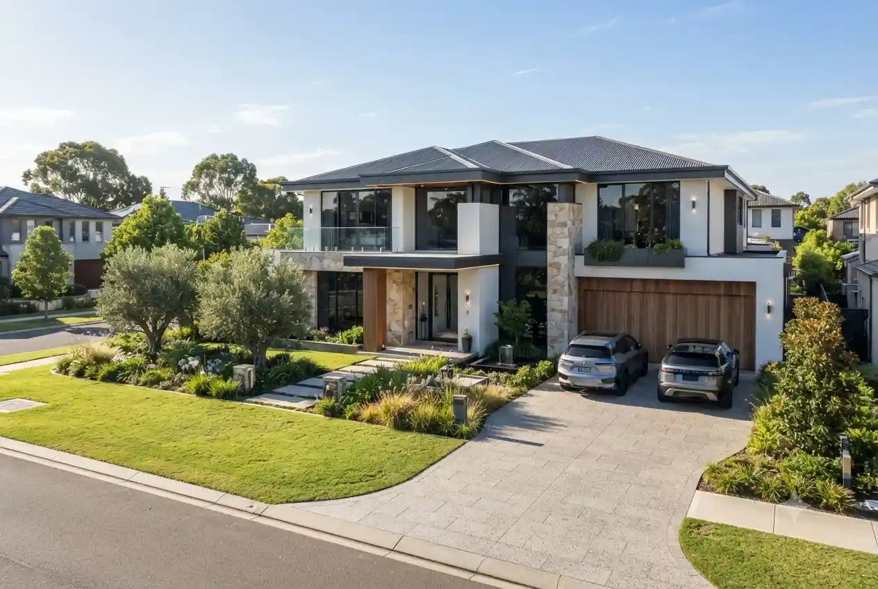 Contemporary 10 marla home design with modern architecture and landscaped exterior