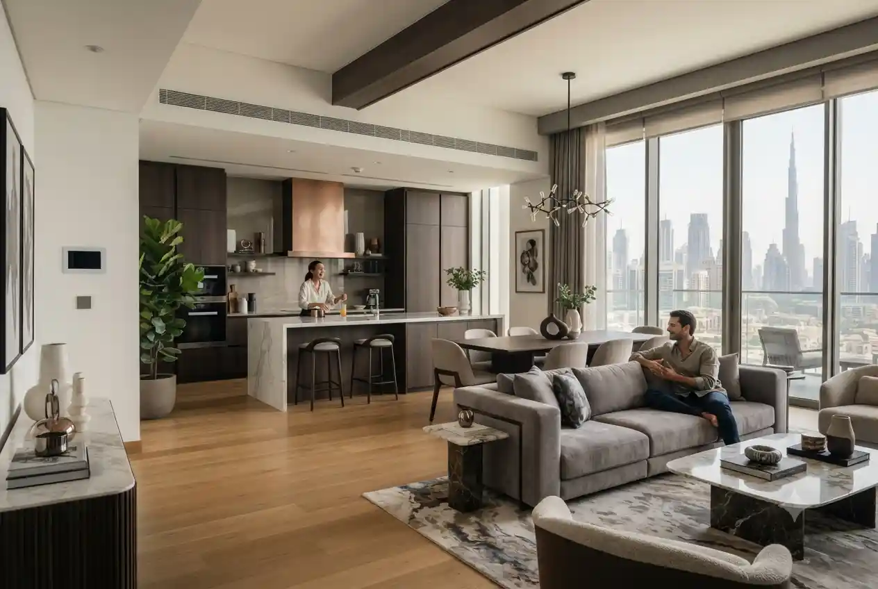 Elegant modern Boss Home interior with premium furniture and contemporary décor