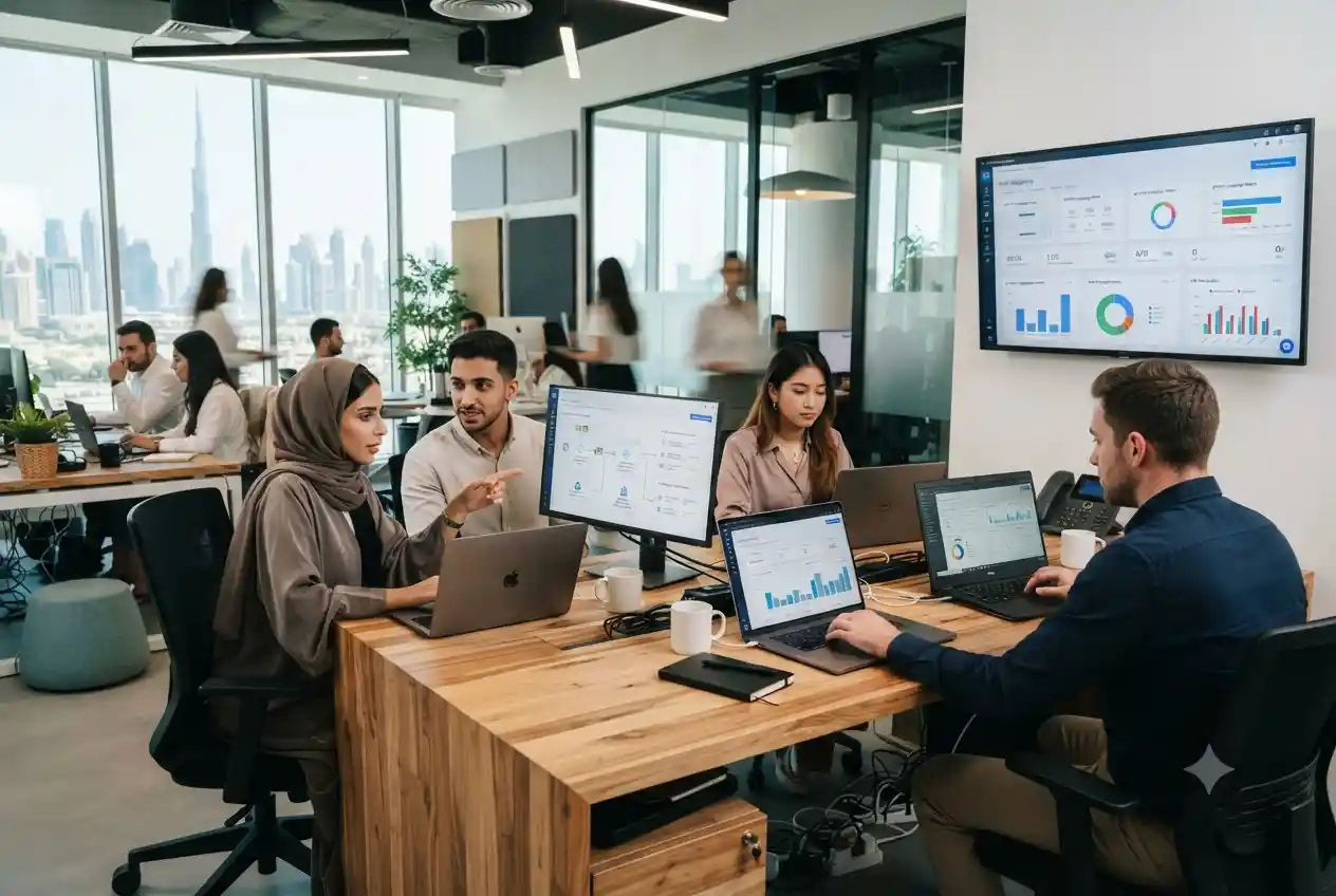 Digital marketing professionals managing email marketing campaigns in the UAE