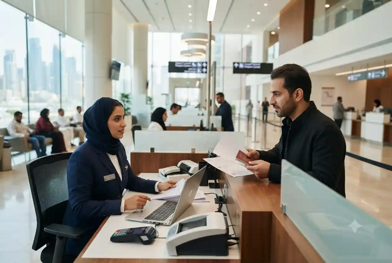 Passport and immigration documents at a UAE government service office