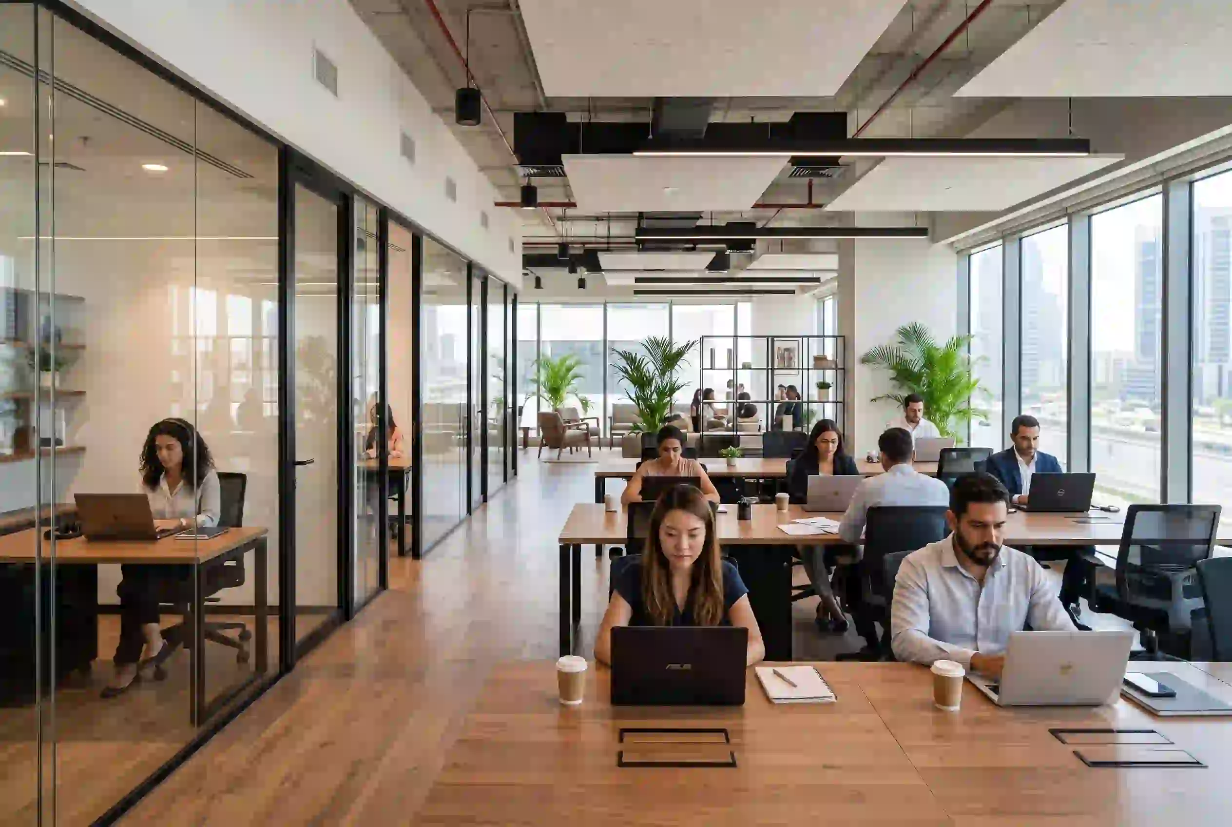 modern serviced office inside Media One Hotel Dubai with coworking space