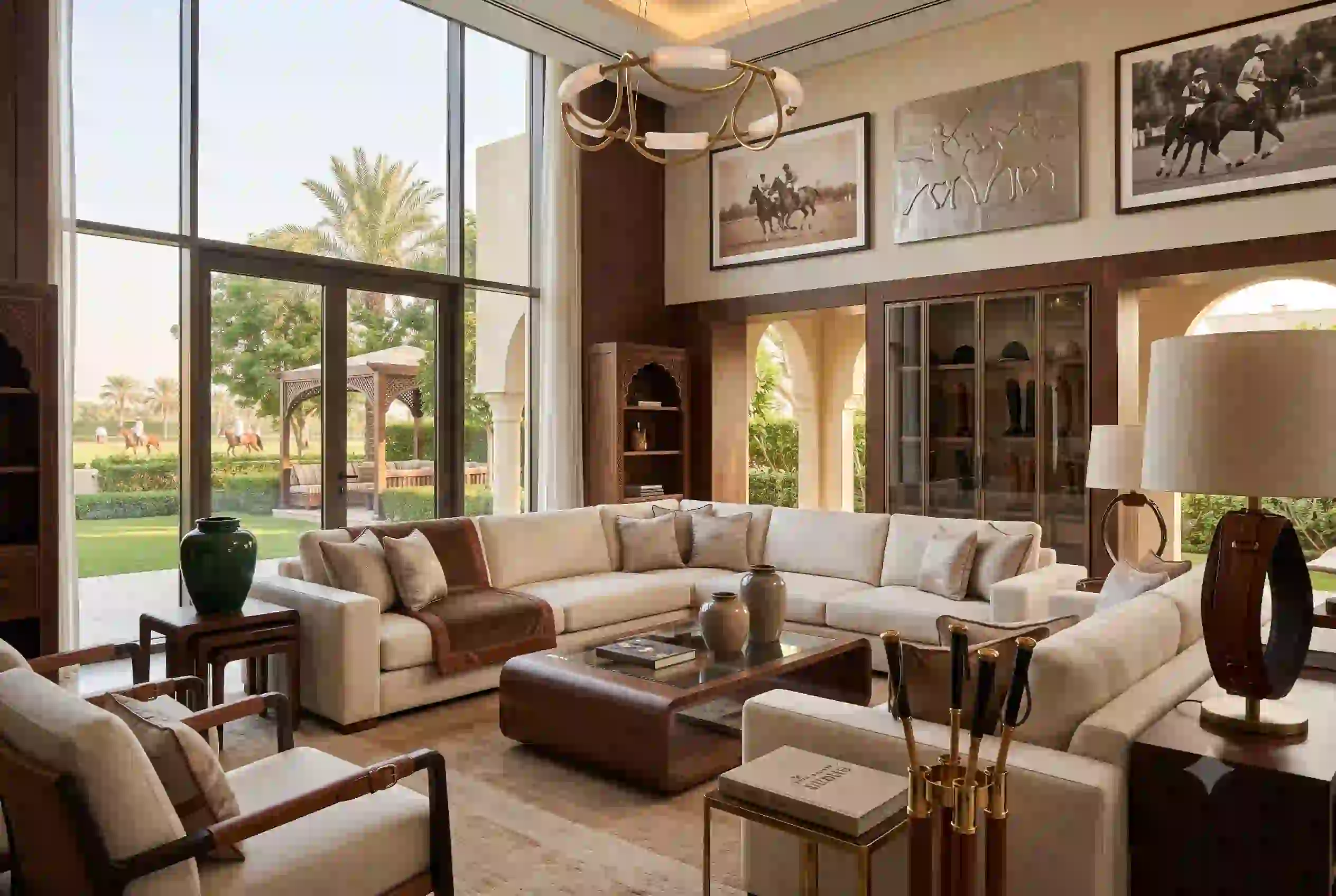 Elegant Polo Home style living room with luxury furniture
