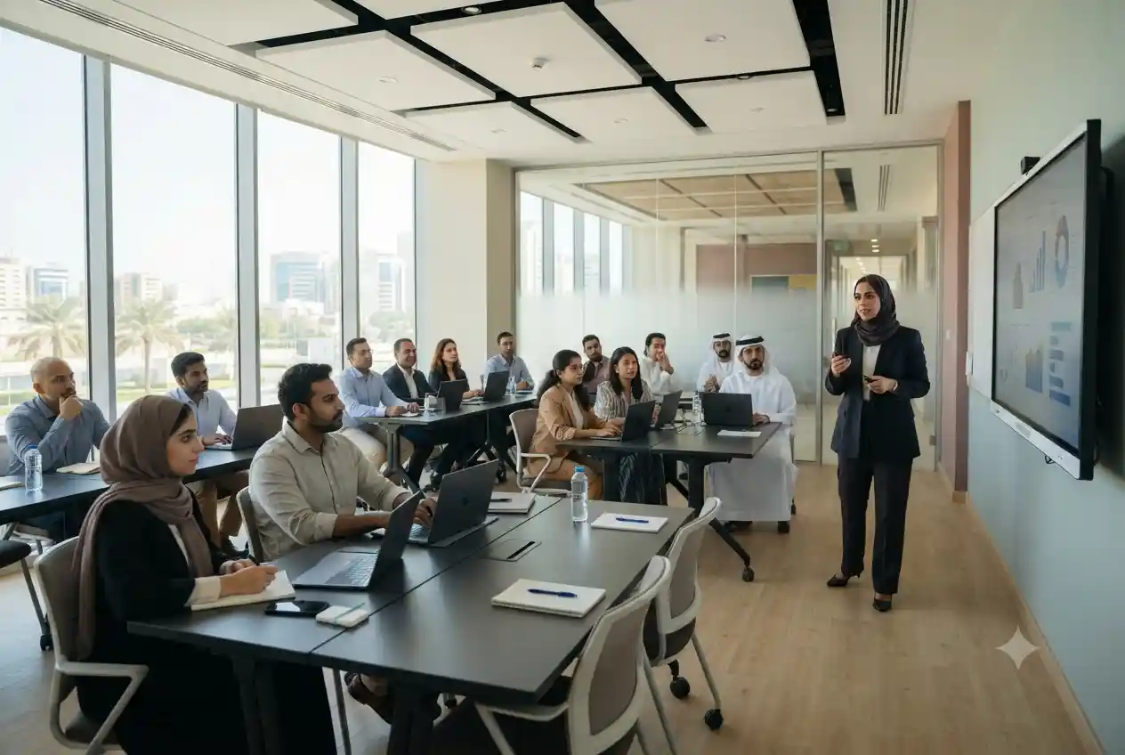 Students participating in a professional training session at Times Education Sharjah